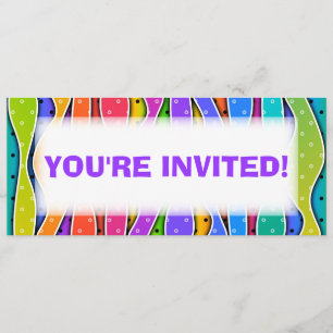 Customizable RAINBOW STRIPES PARTY INVITATION