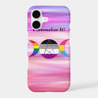 Customizable Rainbow Triple Moon Goddess Pentacle