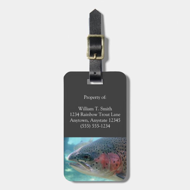 Customizable Rainbow Trout Luggage Tag (Front Vertical)