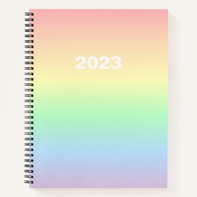 Customizable Rainbow with Pastel Colours Notebook (Front)