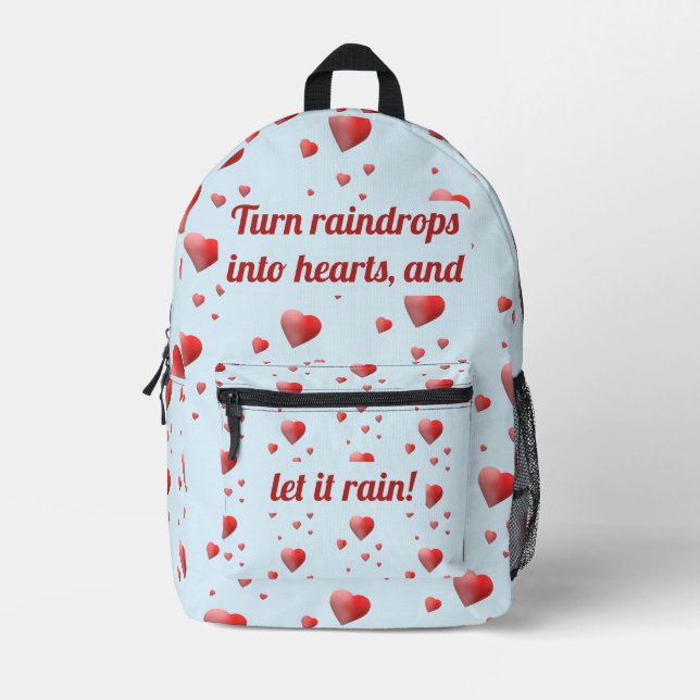Customizable Raining Hearts Printed Backpack (Front)