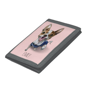 Customizable Rat Terrier Dog Watercolor Painting Trifold Wallet