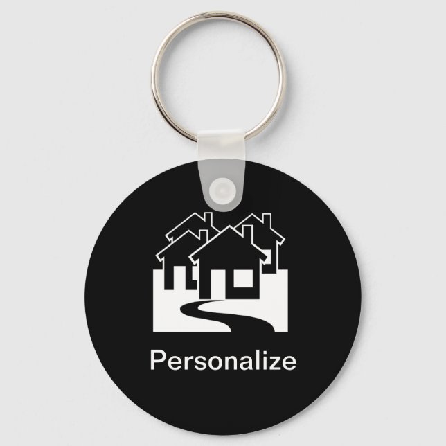Customizable real estate houses symbol keychain (Front)