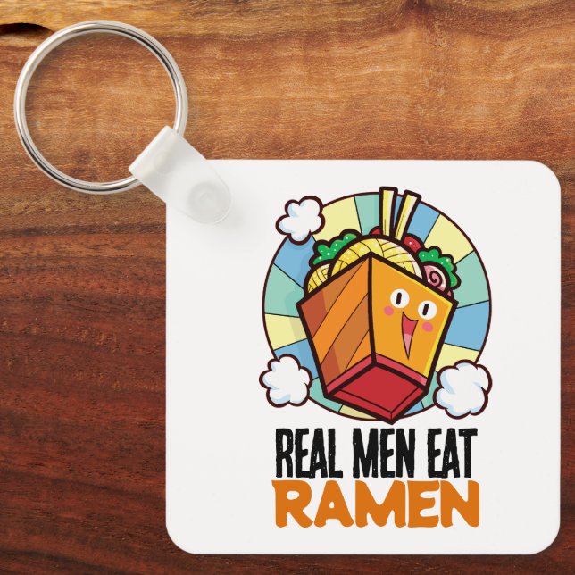 Customizable Real Men Eat Ramen Keychain (Front)