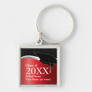 Customizable Red and Black Graduation Keychain