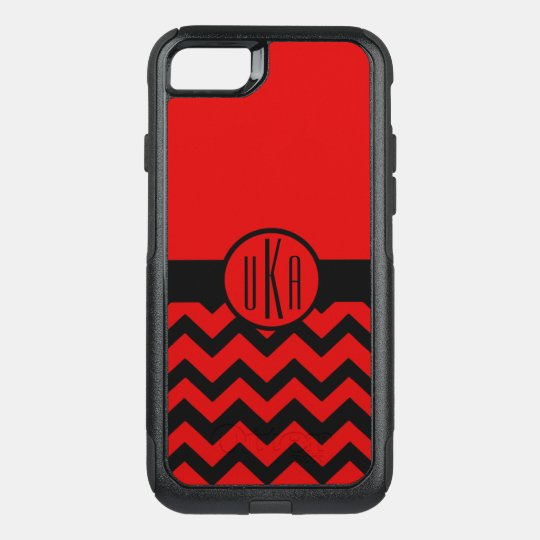Customizable Red and Black Monogram OtterBox Commuter iPhone 8/7 Case