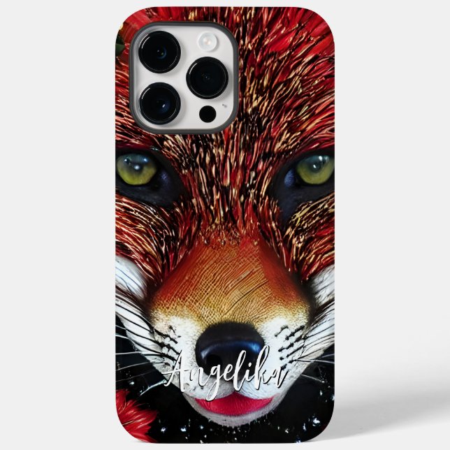 Customizable Red and Gold Abstract Fox Case-Mate iPhone Case (Back)