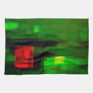 Customizable Red and Green Abstract Art Kitchen Towel