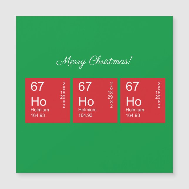 Customizable Red and Green Ho Ho Ho Periodic Table (Front)
