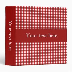 Customizable Red and White Gingham Pattern Binder