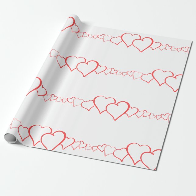 CUSTOMIZABLE RED AND WHITE HEART Wrapping Paper (Unrolled)