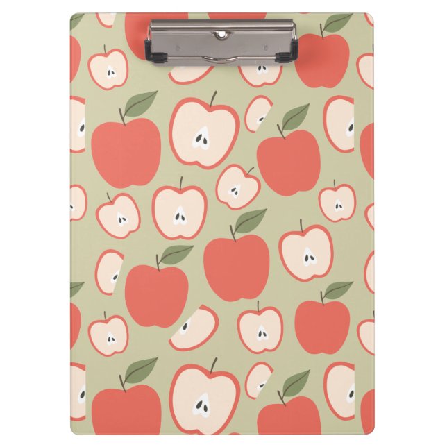 Customizable Red Apple Seamless Pattern Clipboard (Front)