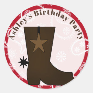 Customizable  Red Bandana Cowboy Boot Classic Round Sticker