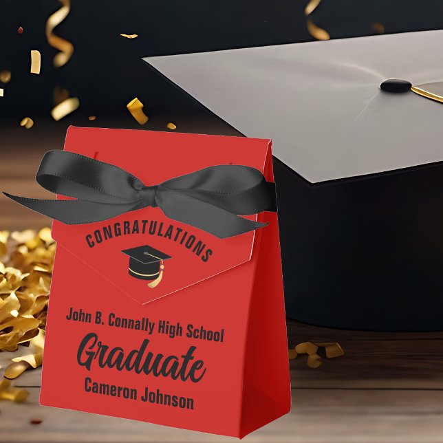 Customizable Red Black Graduation Party Favor Box (Creator Uploaded)