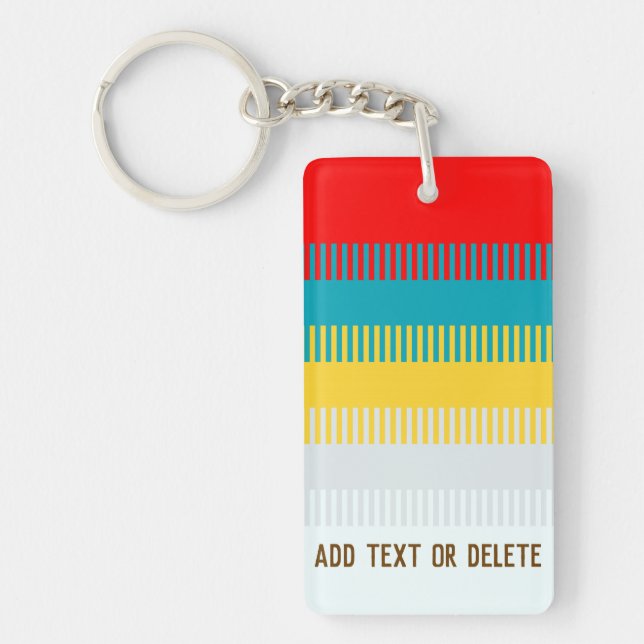 Customizable Red Blue Yellow White Grey Stripes Keychain (Front)