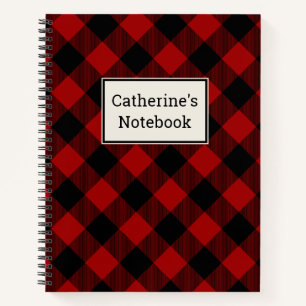 Customizable Red Buffalo Plaid Notebook
