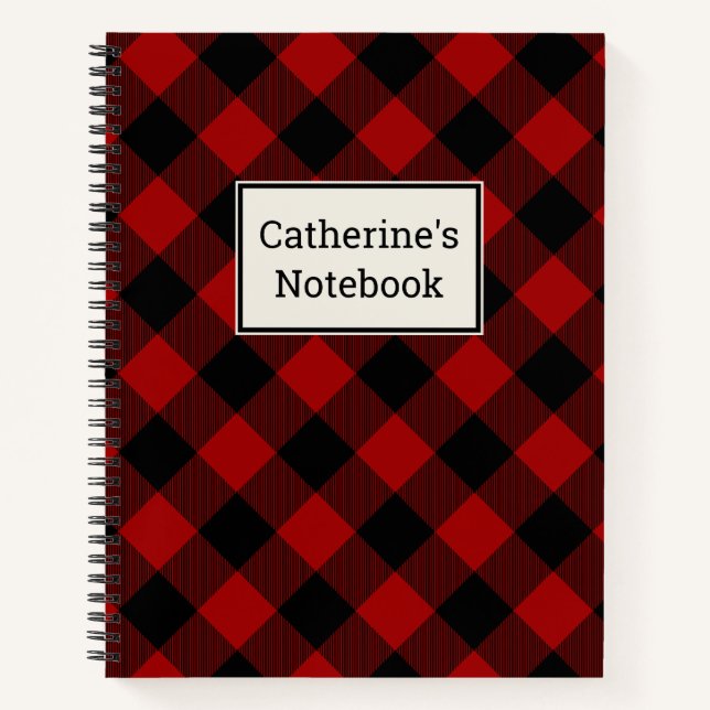 Customizable Red Buffalo Plaid Notebook (Front)