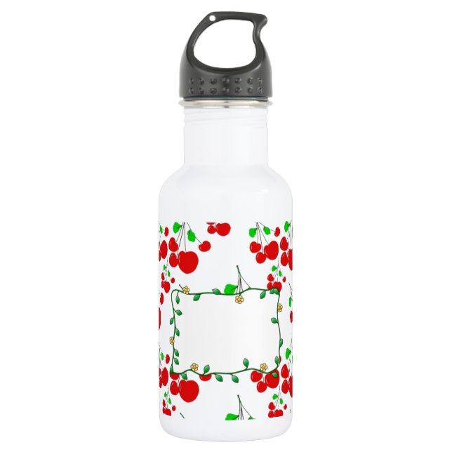 Customizable red cherry pattern accessories LeahG 532 Ml Water Bottle (Front)
