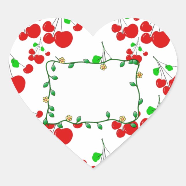 Customizable red cherry pattern accessories LeahG Heart Sticker (Front)