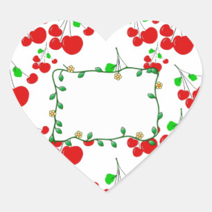 Customizable red cherry pattern accessories LeahG Heart Sticker