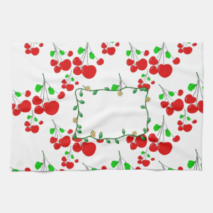 Customizable red cherry pattern accessories LeahG Kitchen Towel
