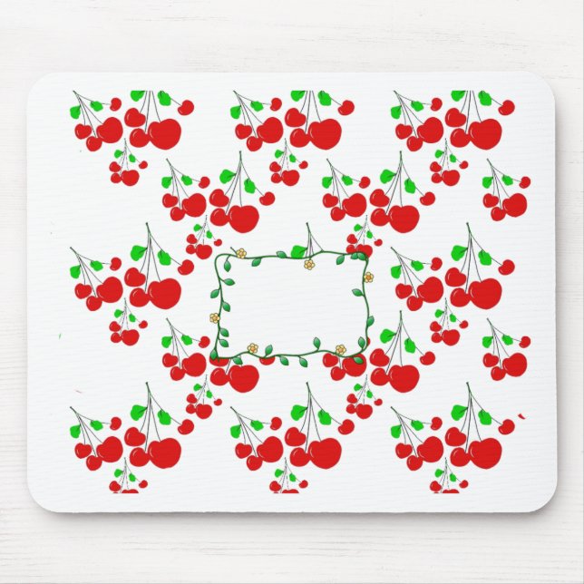 Customizable red cherry pattern accessories LeahG Mouse Pad (Front)
