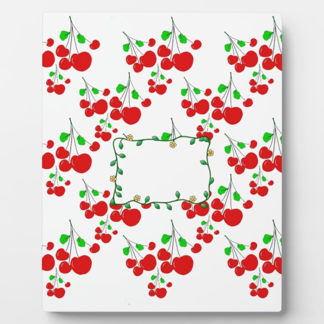 Customizable red cherry pattern accessories LeahG Plaque (Front)