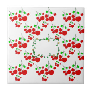 Customizable red cherry pattern accessories LeahG Tile