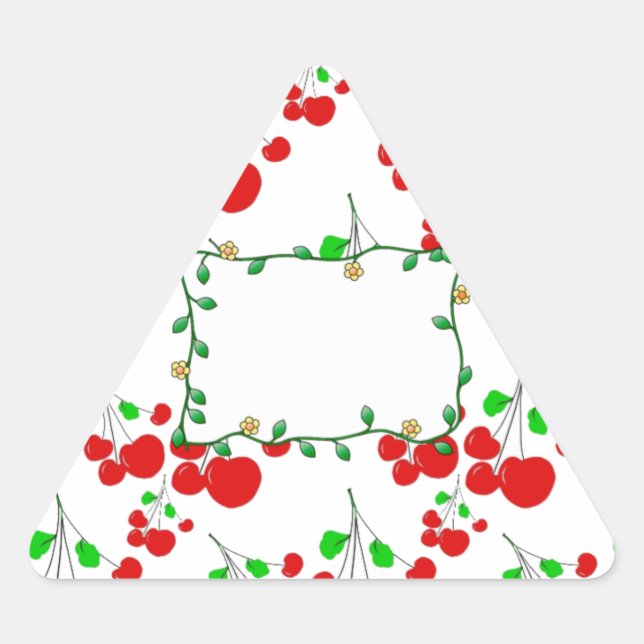 Customizable red cherry pattern accessories LeahG Triangle Sticker (Front)