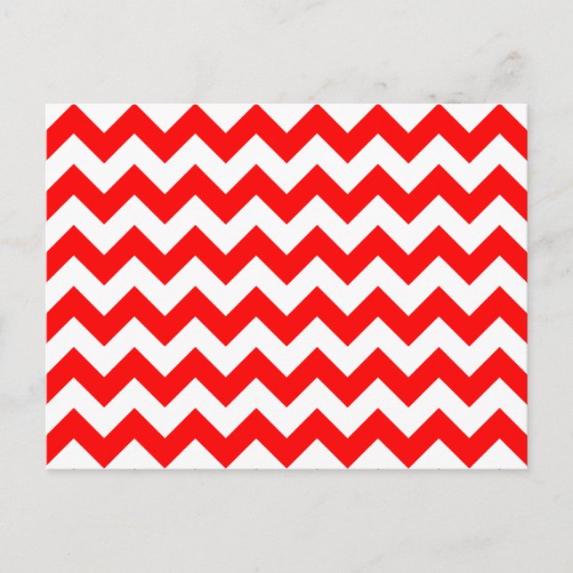 Customizable Red Chevron Pattern Postcard (Front)