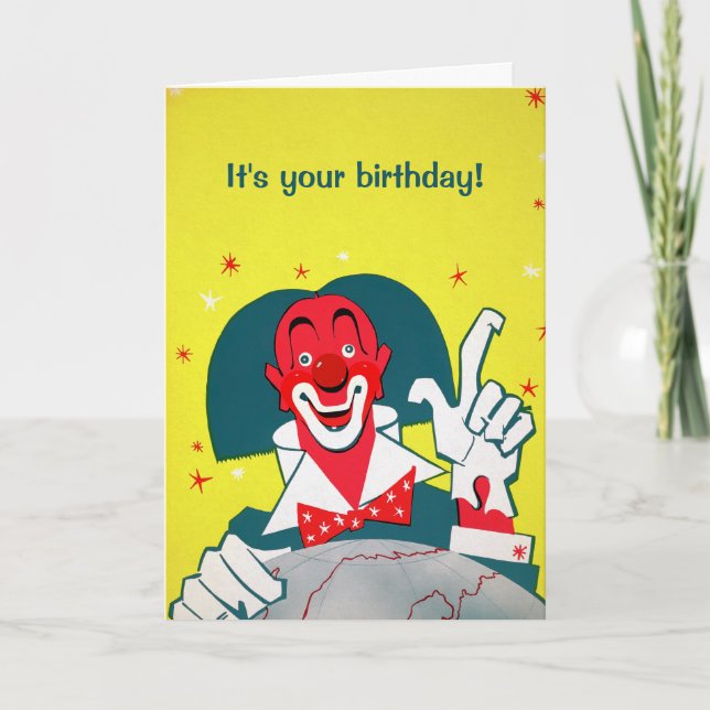 Customizable Red Clown Greeting Card (Front)