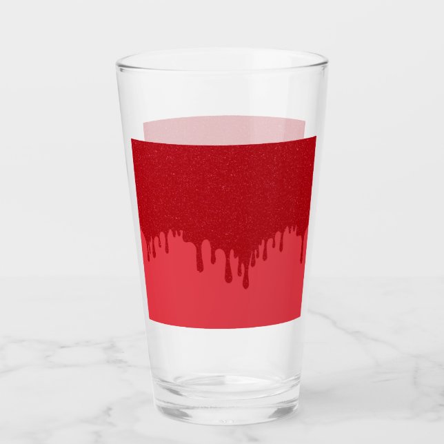 Customizable Red Drip Pint Glass Cup (Front)