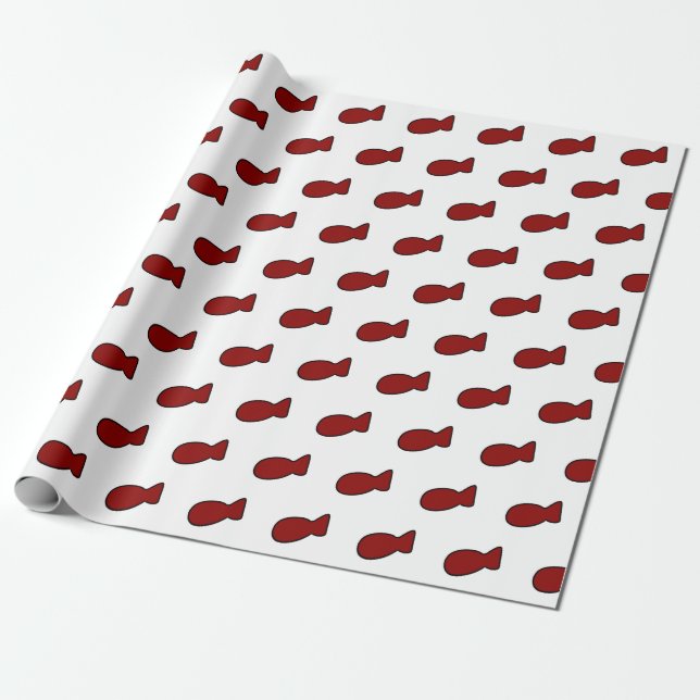 Customizable Red Fish Wrapping Paper (Unrolled)