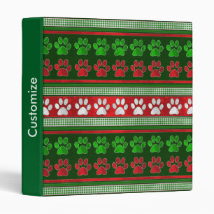 Customizable red green paw print pattern binder