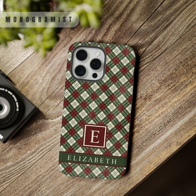 Customizable Red Green White Chequered Pattern iPhone Case (Customizable Red Green White Checkered Pattern iPhone Case)