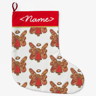 Customizable Red Guardian Angel Stocking
