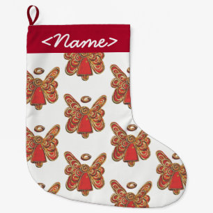 Customizable Red Guardian Angel Stocking
