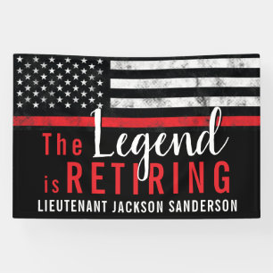 Customizable Red Line Firefighter Retirement Party Banner