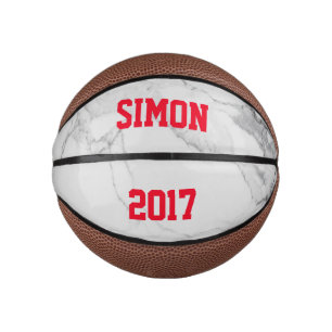 Customizable Red Marble Texture Mini Basketball