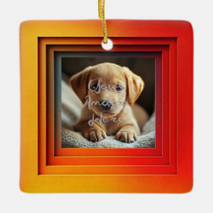Customizable Red Orange Sunset Gradient Frame Ceramic Ornament