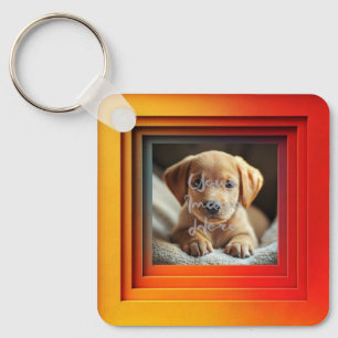 Customizable Red Orange Sunset Gradient Frame Keychain
