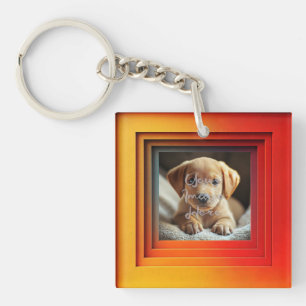 Customizable Red Orange Sunset Gradient Frame Keychain