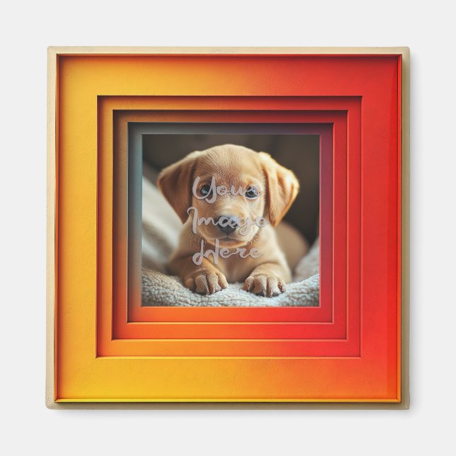 Customizable Red Orange Sunset Gradient Frame Magnet (Front)