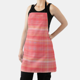 Customizable Red Orange Yellow Checkered Pattern Apron