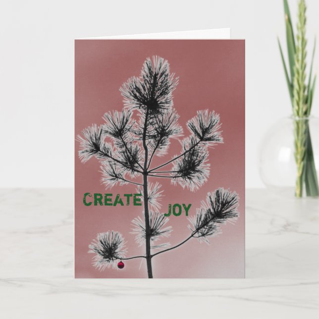 Customizable Red Ornament Christmas Tree Holiday Card (Front)