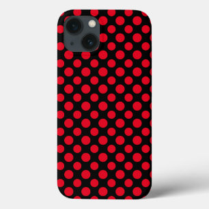 Customizable Red Polka Dots On Black Background iPhone 13 Case