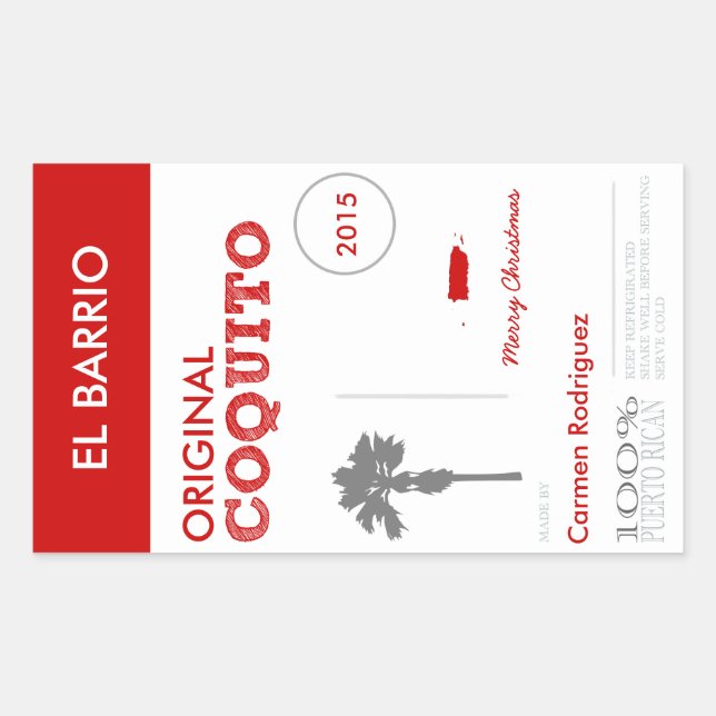 Customizable Red Puerto Rican Coquito Sticker (Front)