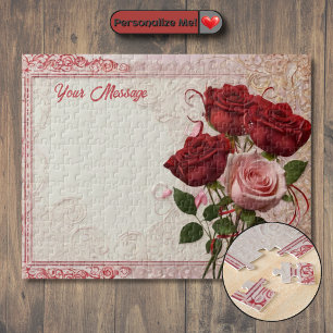 Customizable Red Rose Jigsaw Puzzle