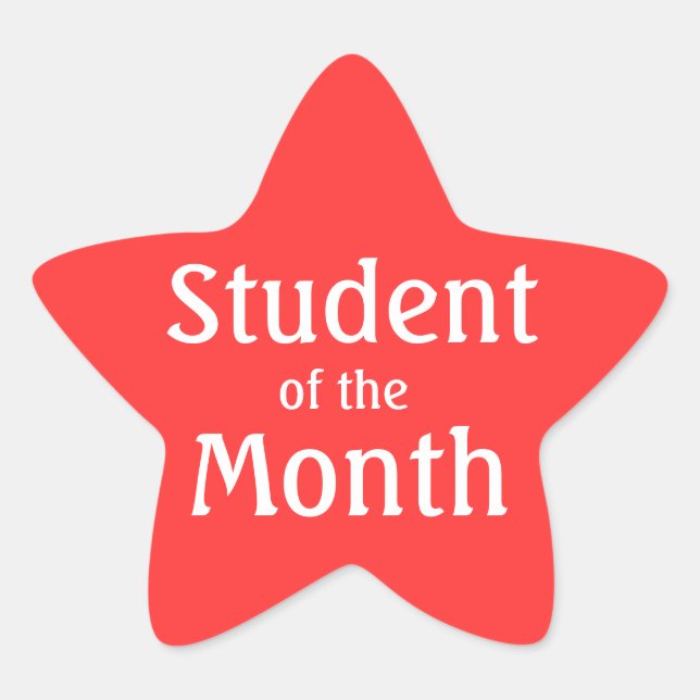 Customizable Red Star Student Of The Month Star Sticker (Front)