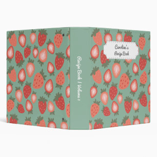 Customizable Red Strawberry Seamless Pattern Binder